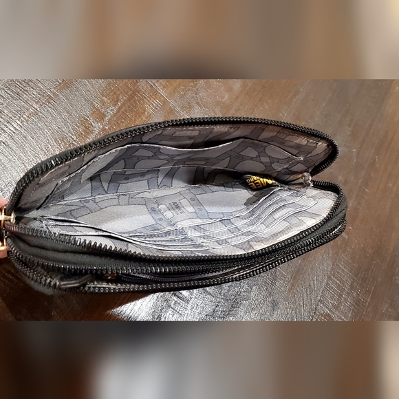 Aimee Kestenberg Black Pebble Leather 2 Compartment Zip Wallet Clutch, 8", - Picture 12 of 16